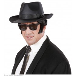 Gangsteru cepure, melna, satīns