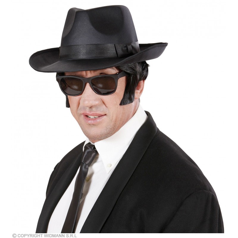 Gangsteru cepure, melna, satīns