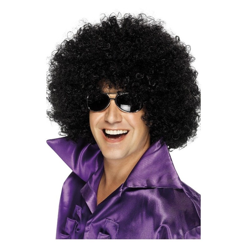 Afro stila parūka, liela apjoma, melna, sintētika 