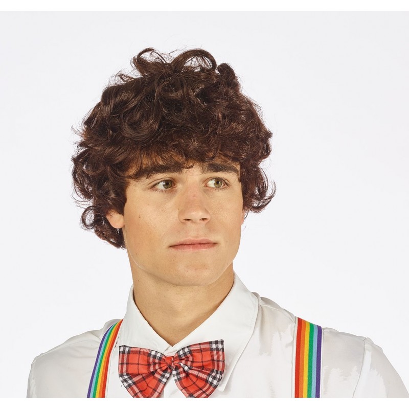 Cirtaina brūna parūka 70. gadu disko stilā vīriešiem 