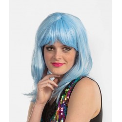 Gaisi zila sievietes parūka taisnā, īsā ar čolku 
