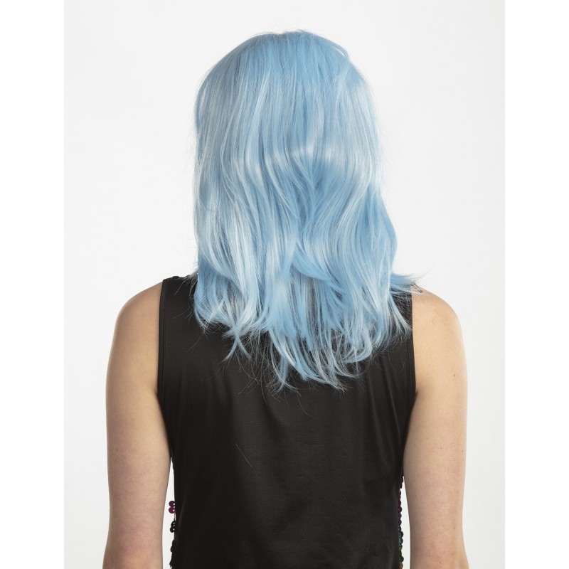 Gaisi zila sievietes parūka taisnā, īsā ar čolku 