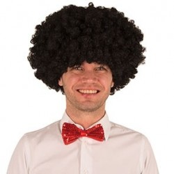 Afro (disco) cirtaina parūka, melna ekstra liela 