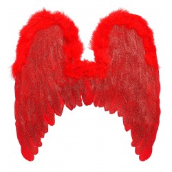 SPALVU SPĀRNI, sarkani, ar marabu un gliteriem,   46 cm x 49 cm