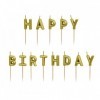 Dzimšanas dienas sveces “Happy Birthday”, 2,5 cm, zelta