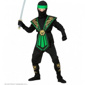 “KOMBAT NINJA” – puišu kostīms, zaļš (kombinezons, priekšauts, josta, roku un kāju saites, galvas maska)