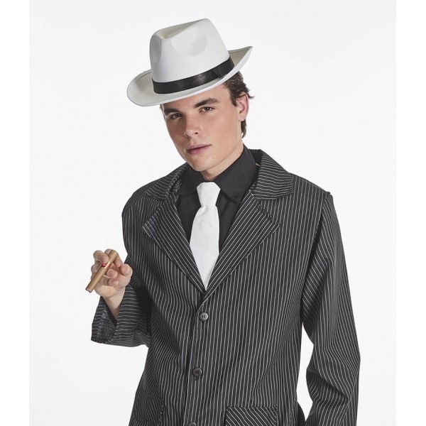 Gangstera cepure, satīna baltā krāsā