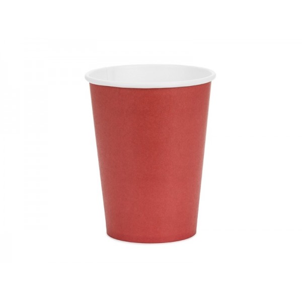 Papīra glāzes, tumši sarkanas, 250 ml, komplekts 6 gab.