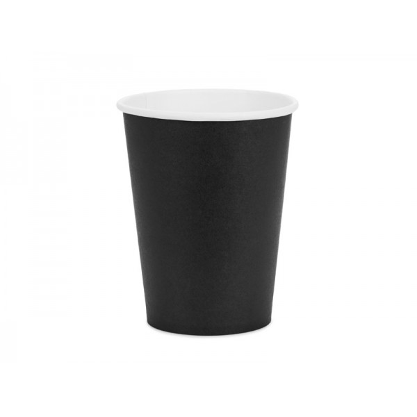 Papīra glāzes, melnas, 250 ml, komplekts 6 gab.