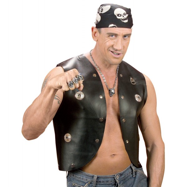 Bikeru veste ar kniedēm, ādas imitācija