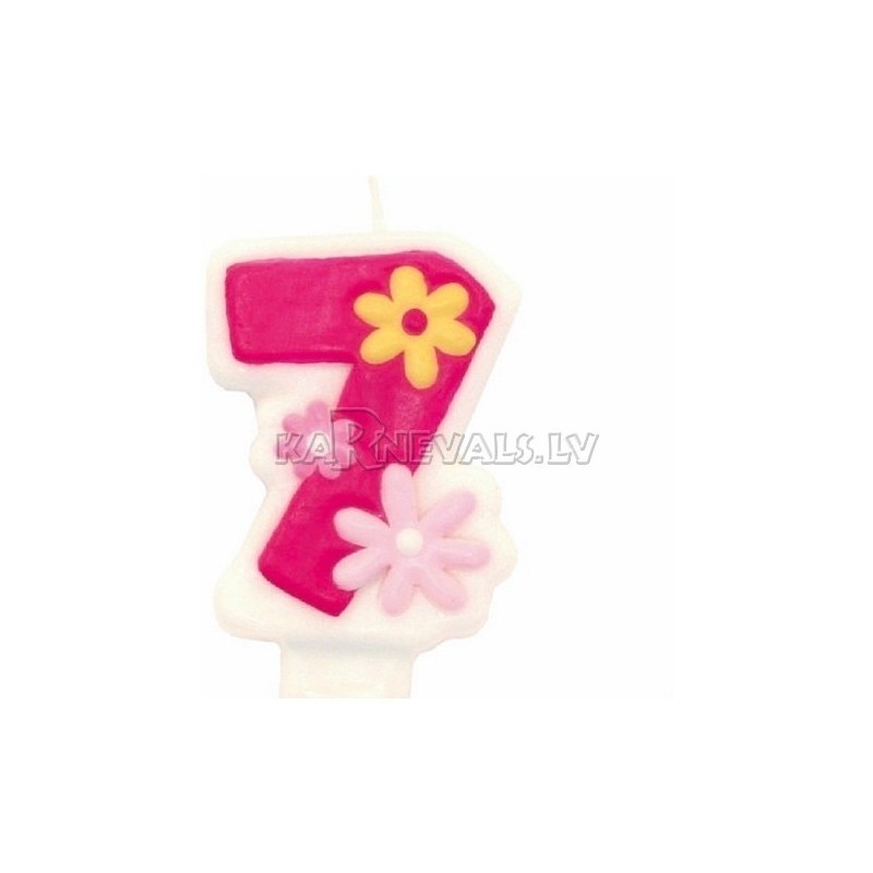 8cm svece tortei, rozā,  -  Skaitlis "7"