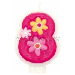 8cm svece tortei, rozā,  -  Skaitlis "0"