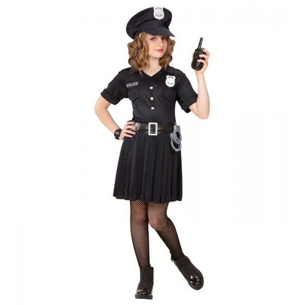 Meitenes policistes kostīms — kleita, josta, cepure, izmēri 128/140 cm