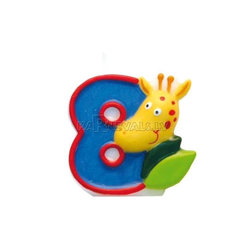 8cm svece tortei, rozā,  -  Skaitlis "8"