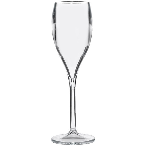 Caurspīdīga šampanieša glāze (flute) no augstas kvalitātes plastmasas.