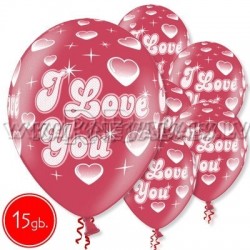 12"/30 см шар из латекса, I love you, 15 шт.
