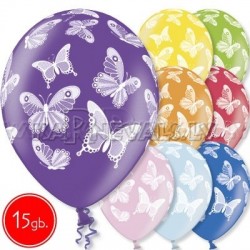 12"/30 см шар из латекса, Бабочки, 15 шт.