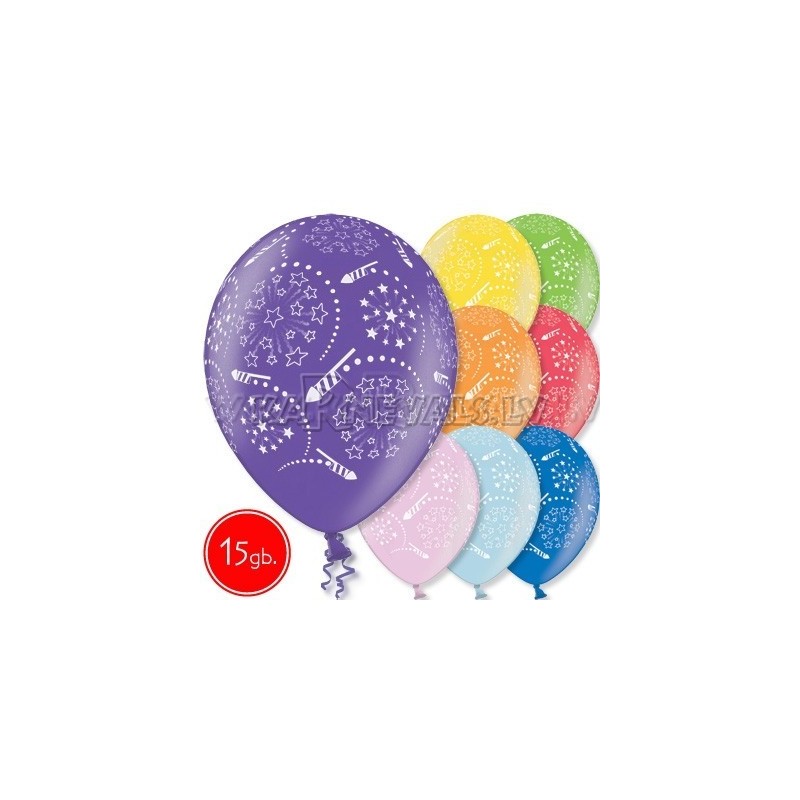 12"/30 cm lateksa baloni, Salūts, 15 gab.