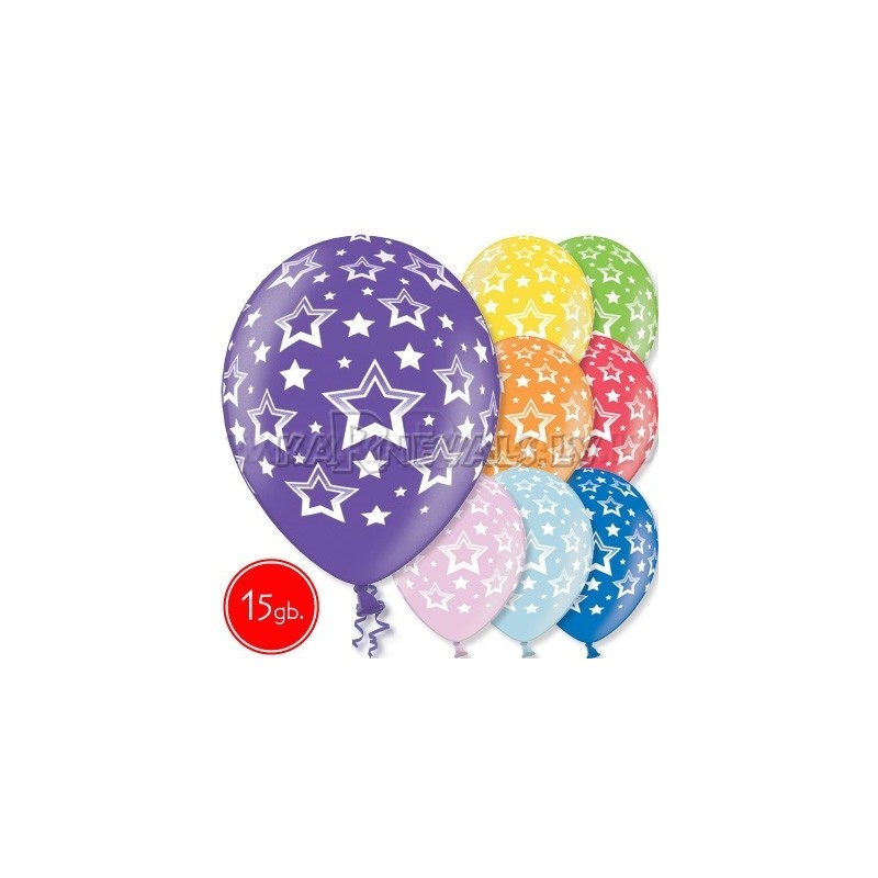 12"/30 см шар из латекса, Звезды, 15 шт.