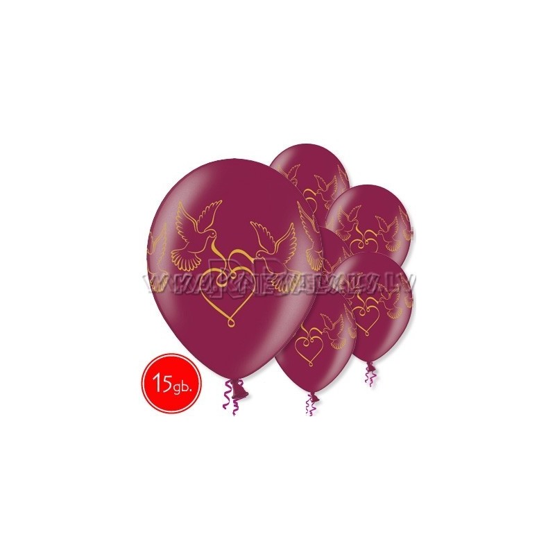 12"/30 cm lateksa baloni, Baloži, burgundy, 15 gab.
