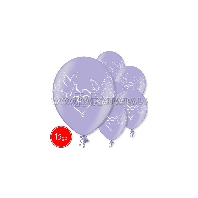 12"/30 cm lateksa baloni, Baloži, lavenders, 15 gab.