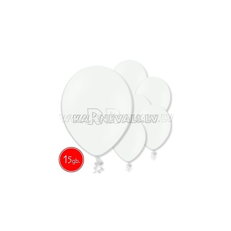10.5"/27cm  lateksa balons,, balts,  15 gab. 