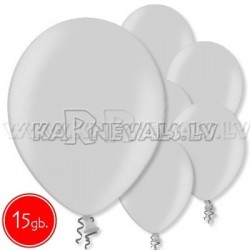 12"/30cm lateksa balons, metalliks, sudrabs, 15 gab.