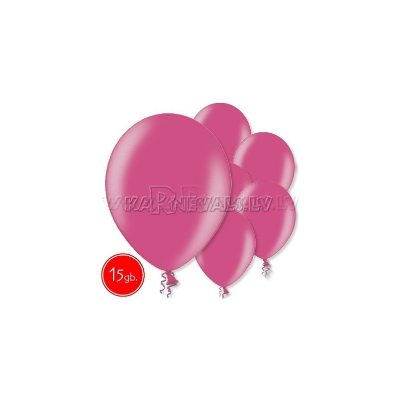 12"/30cm lateksa balons, metalliks, fuksija, 15 gab.
