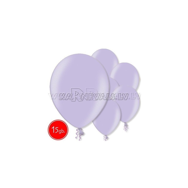 12"/30cm lateksa balons, metalliks, lavanda, 15 gab.