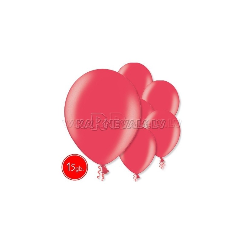 12"/30cm lateksa balons, metalliks,  ķiršu sarkans, 15 gab.