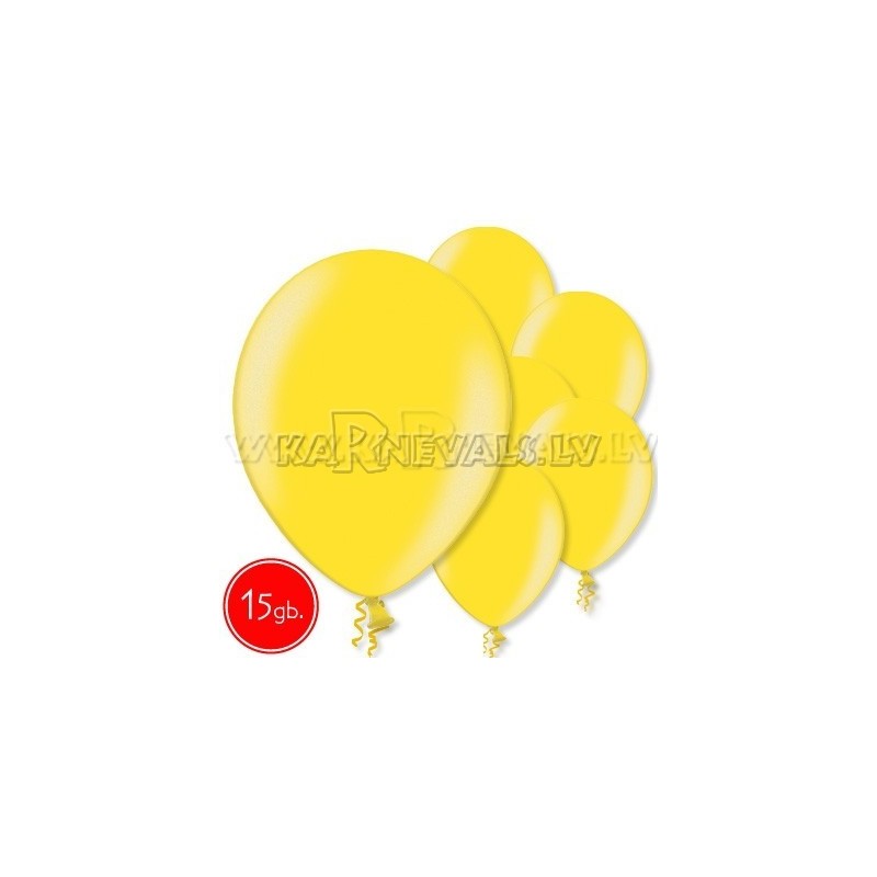 12"/30cm lateksa balons, metalliks, citrusu dzeltena, 15 gab.