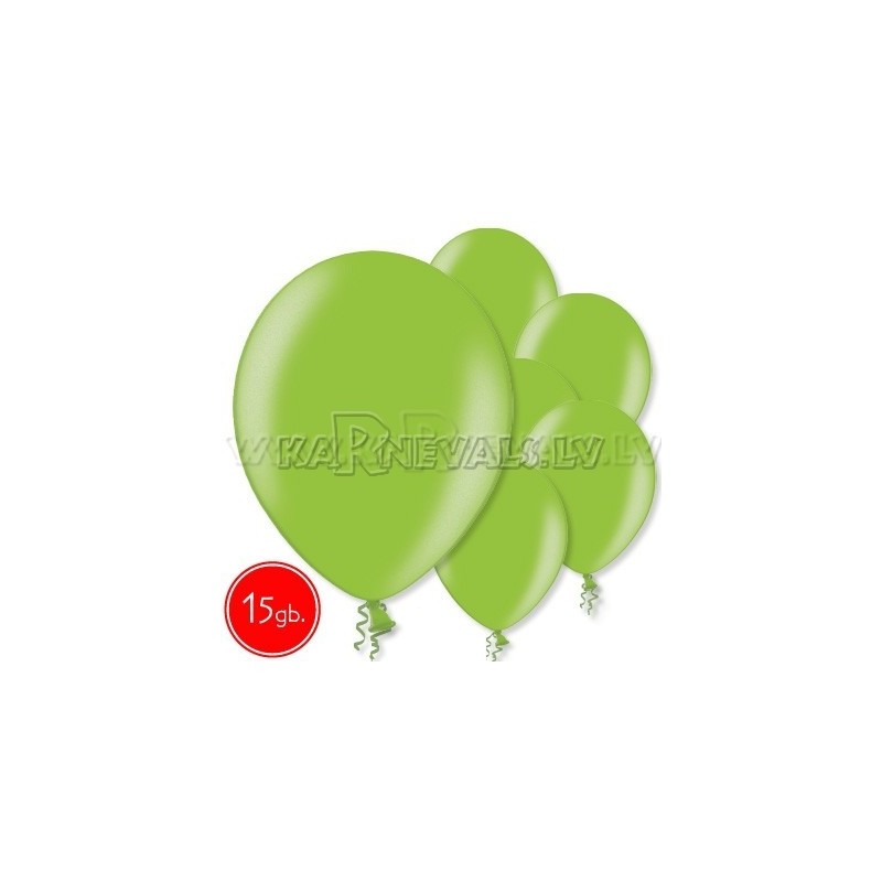 12"/30cm lateksa balons, metalliks, laima zaļa, 15 gab.