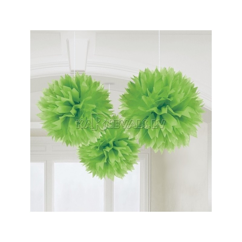 Pukaina  papira dekoracija, 40.6cm, zaļš, 3.gab. iepakojumā.