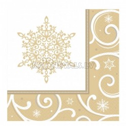 Dekoratīvais papīra salvetes, Tēma: mirdzoša sniegpārsliņas   33cm х 33cm  16.gab.