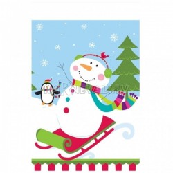Скатерть   с рисунком пластик    Тема:  веселый снеговик  1.2м x 1.8м
