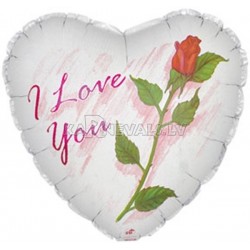 Folija balons, 18"/45cm, , I Love You,  Rose