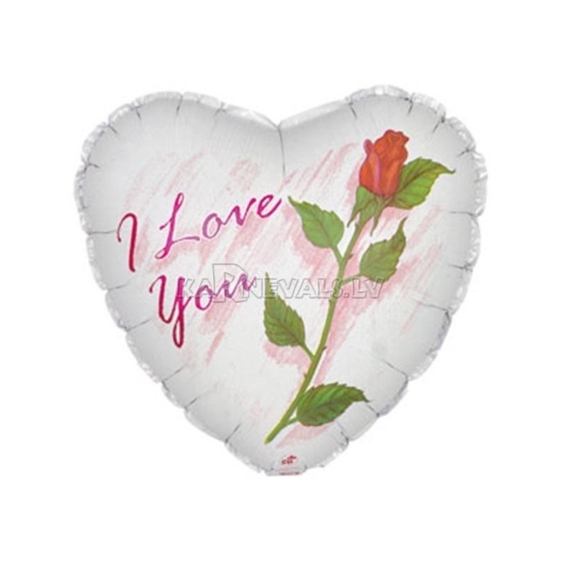 Воздушный шар  из фольги, 18"/45cm, I Love You,  Rose