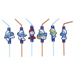 Трубочки для коктейля, Тема: Smurfs , 24 см, 8 шт.