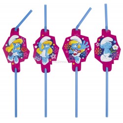 Трубочки для коктейля, Тема: Smurfette , 24 см, 8 шт.