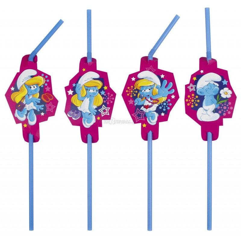 Kokteiļa salmiņi, Smurfette, 24cm,8 gab.