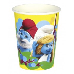 Набор  бумажных стаканчиков﻿ с рисунком. Тема - Smurf Movie, 266 ml, 8 шт