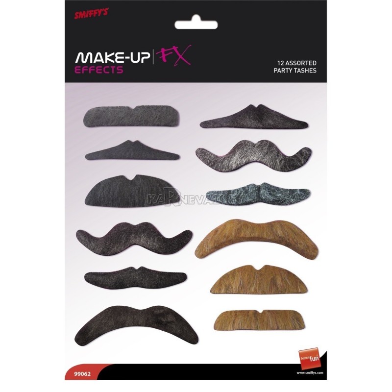 Karnevāla ūsas, komplekts 12gab., uz līmlenti 