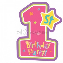 Пригласительная открытка на первый день рождения  8 шт.