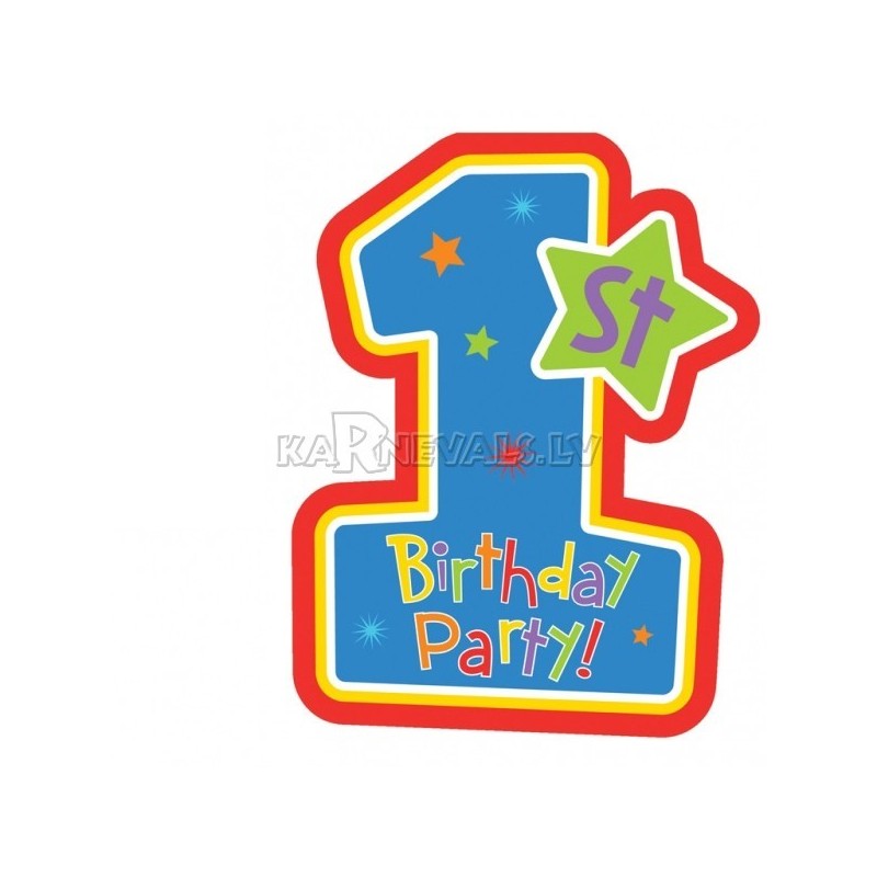 Пригласительная открытка на первый день рождения  8 шт.