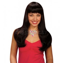 Женский парик,  чёрный, длинный, прямой, с чёлкой