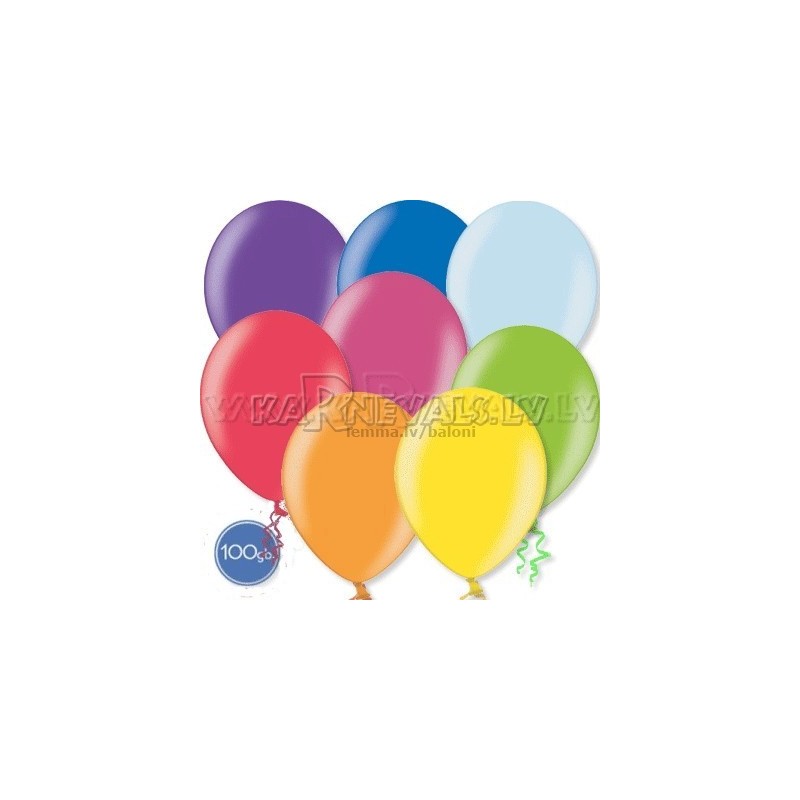 12"/30cm lateksa balons, metalliks, assorti, 100 gab.