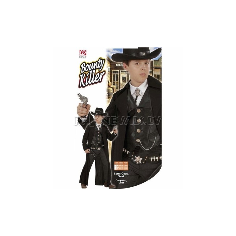 Костюм Гангстера, (140см), черный - длинный плащ и жилетка