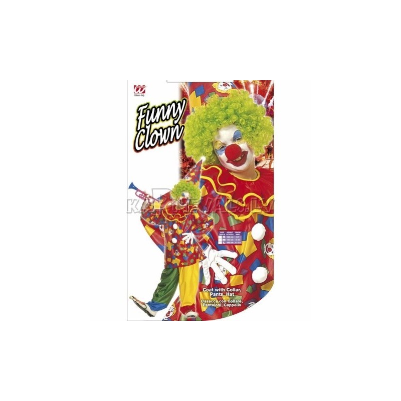 Костюм Веселого Клоуна 140см - рубашка с большим воротником,  брюки, шляпа
