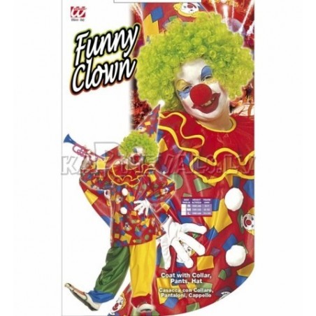 Костюм Веселого Клоуна 140см - рубашка с большим воротником,  брюки, шляпа