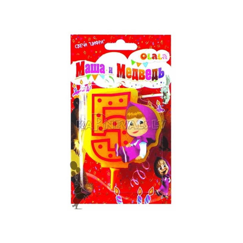 Свеча цифра «5», Маша и Медведь